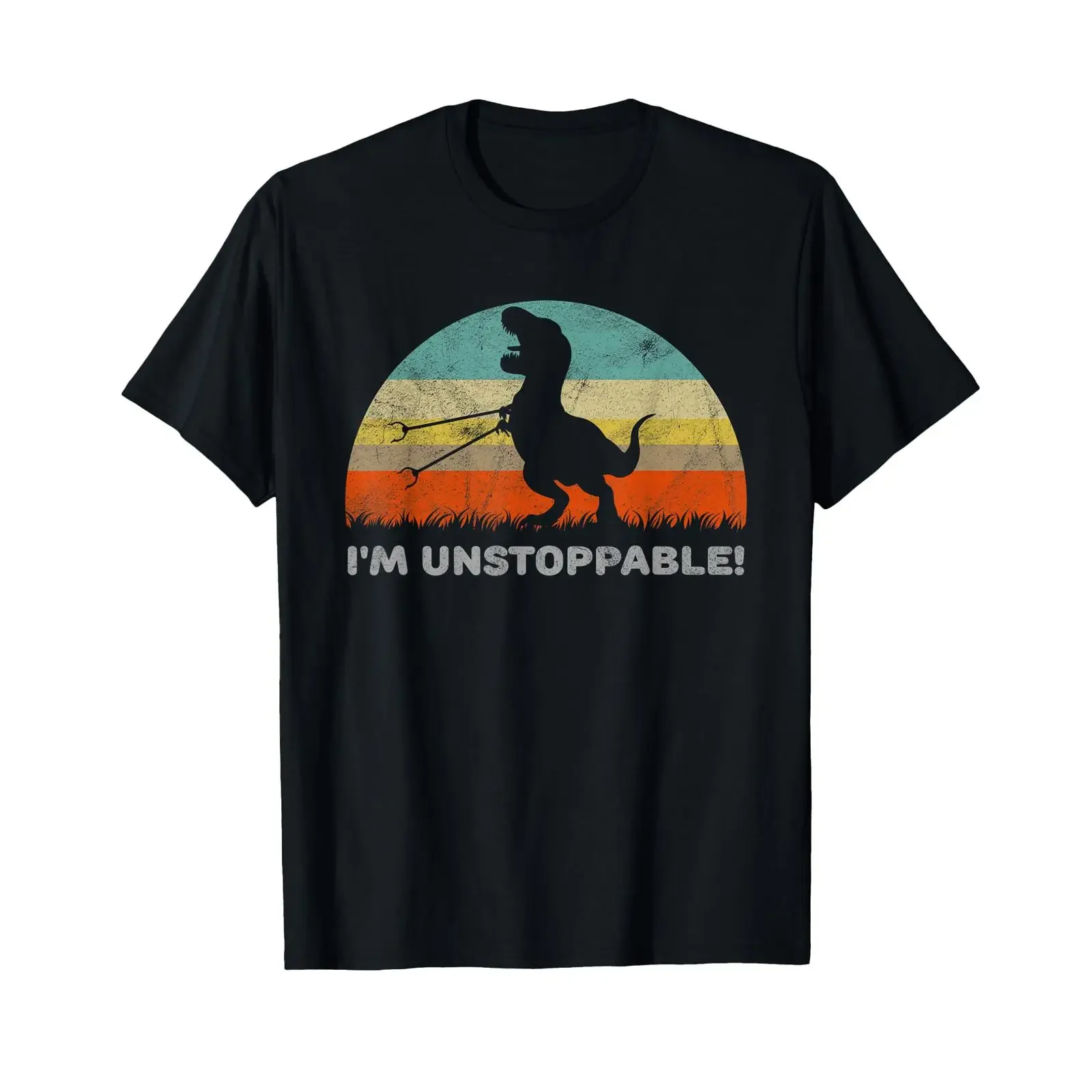 Funny I'm Unstoppable T Rex with Trash Grab Shirt black vintage Washed Versatile Top For Everyday Wear streetwear fashion