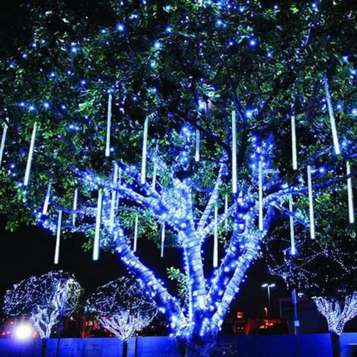 Guirlande lumineuse Led, 30cm, 8 tubes (18 LED par tube), 144 diodes, pluie de météores, décoration d'arbre de noël, lampe bleue, nouvelle version