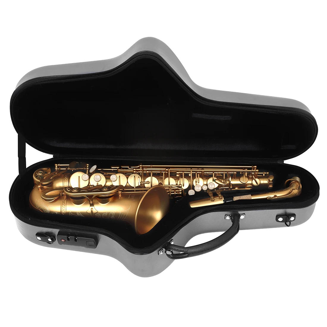 SLADE Alto Saxophone Flat E Tone Brass Tube Body White Shell Button Frosted Saxophone Set with Case Strap Glove Cleaning Cloth