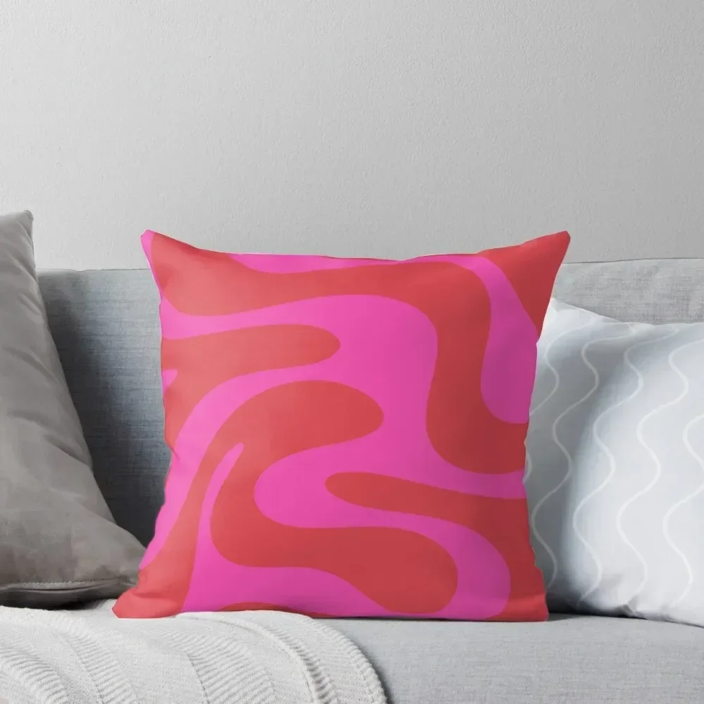 

Swirly Bright Magenta Pink Fuchsia Red Retro Modern Abstract Throw Pillow christmas pillowcases pillow