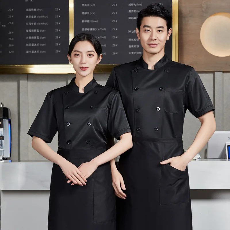 男性と女性のための半袖シェフのユニフォーム,中国のレストラン,キッチンの作業服,ケータリングのユニフォーム,夏