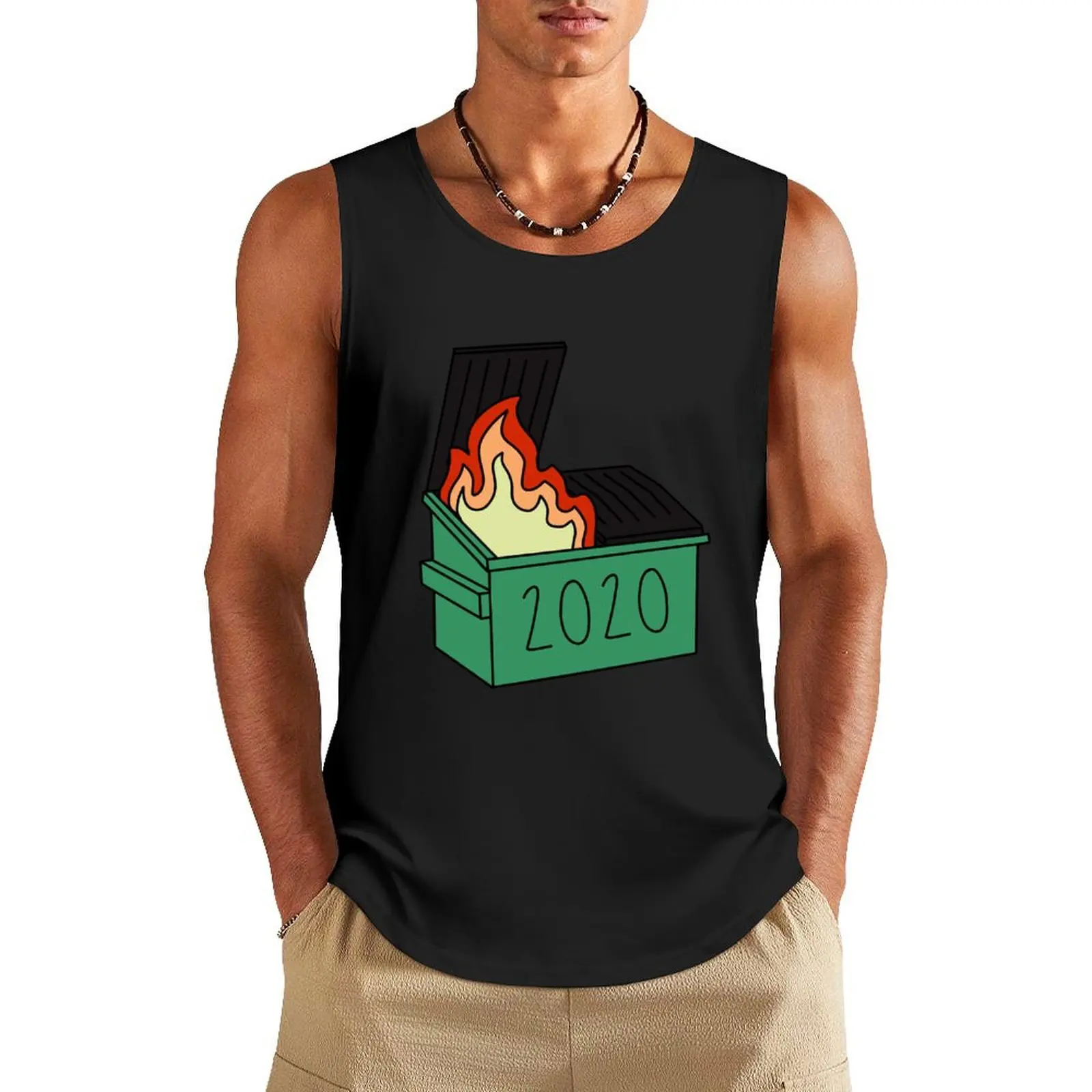 

2020 Is A Dumpster Fire Tank Top T-shirt man Men's sports t-shirt