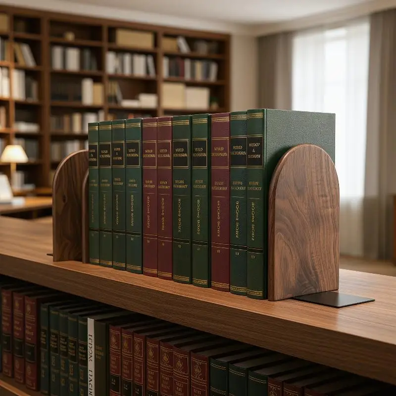 Nature Wooden Bookends Desktop Bookshelf Desk Organizer Office Home Book Accessories Storage Book Holder Wood Book Ends