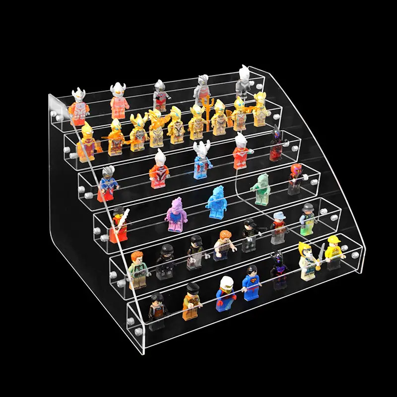 Staircase Lego Display Rack, Large Capacity Phantom Ninja Lego Figurine Storage Box, Small Doll Figurine, Elevated Platform