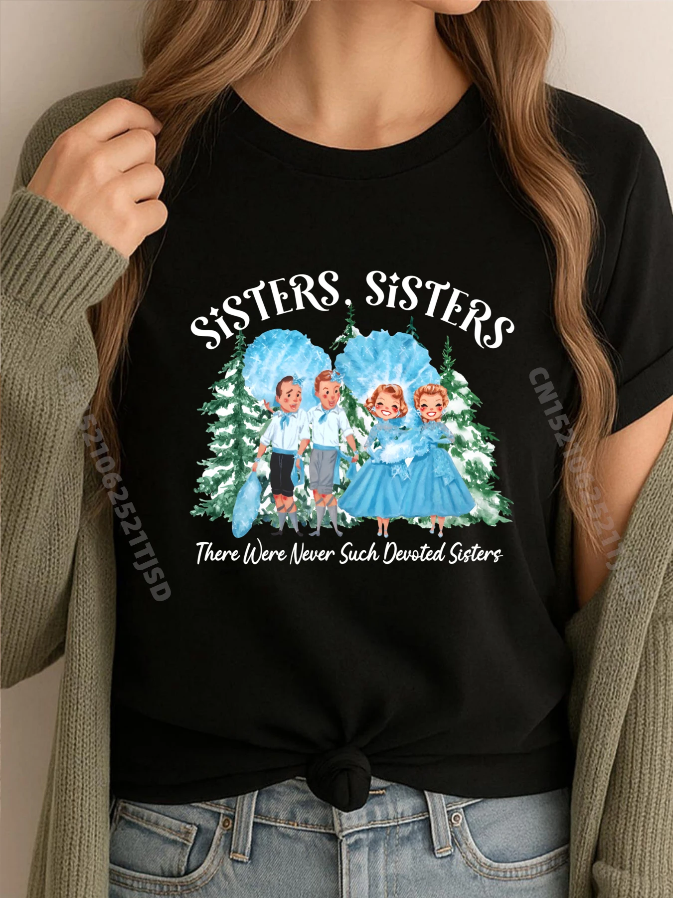 

Sisters Christmas Movie 1954 Xmas Snow Pajamas Holiday Funny T Shirts Male New Year 2025 Tshirt Washed Leisure