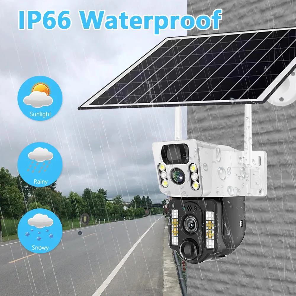 Telecamera solare 8MP 4K 4G Sim Esterna Doppia Lente Wireless WiFi IP Cam PIR Visione Notturna Auto Tracking Pannello Solare di Sorveglianza CCTV