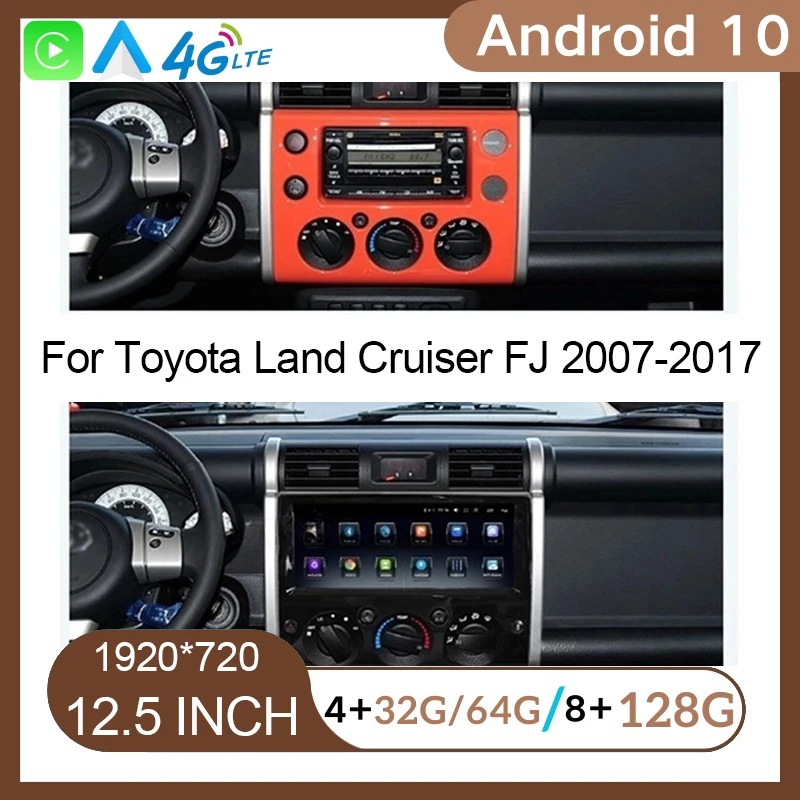 

12.5inch Car Multimedia DVD Stereo For Toyota Land Cruiser FJ 2007-2017 Android 10 Auto Radio Player GPS Navigation CarPlay 4G