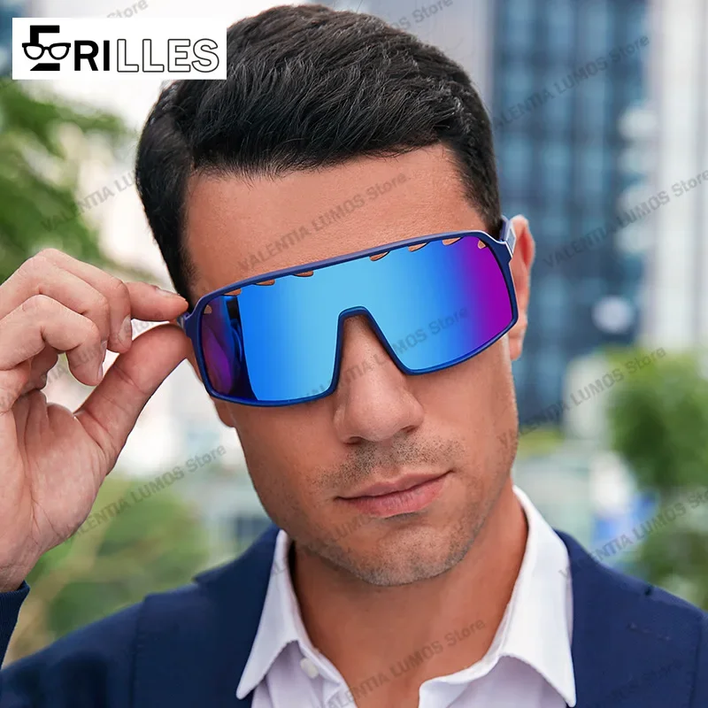 نظارات ركوب الدراجات الملونة الجديدة للرجال من قطعة واحدة نظارات شمسية أوروبية وأمريكية على الموضة نظارات شمسية رياضية خارجية