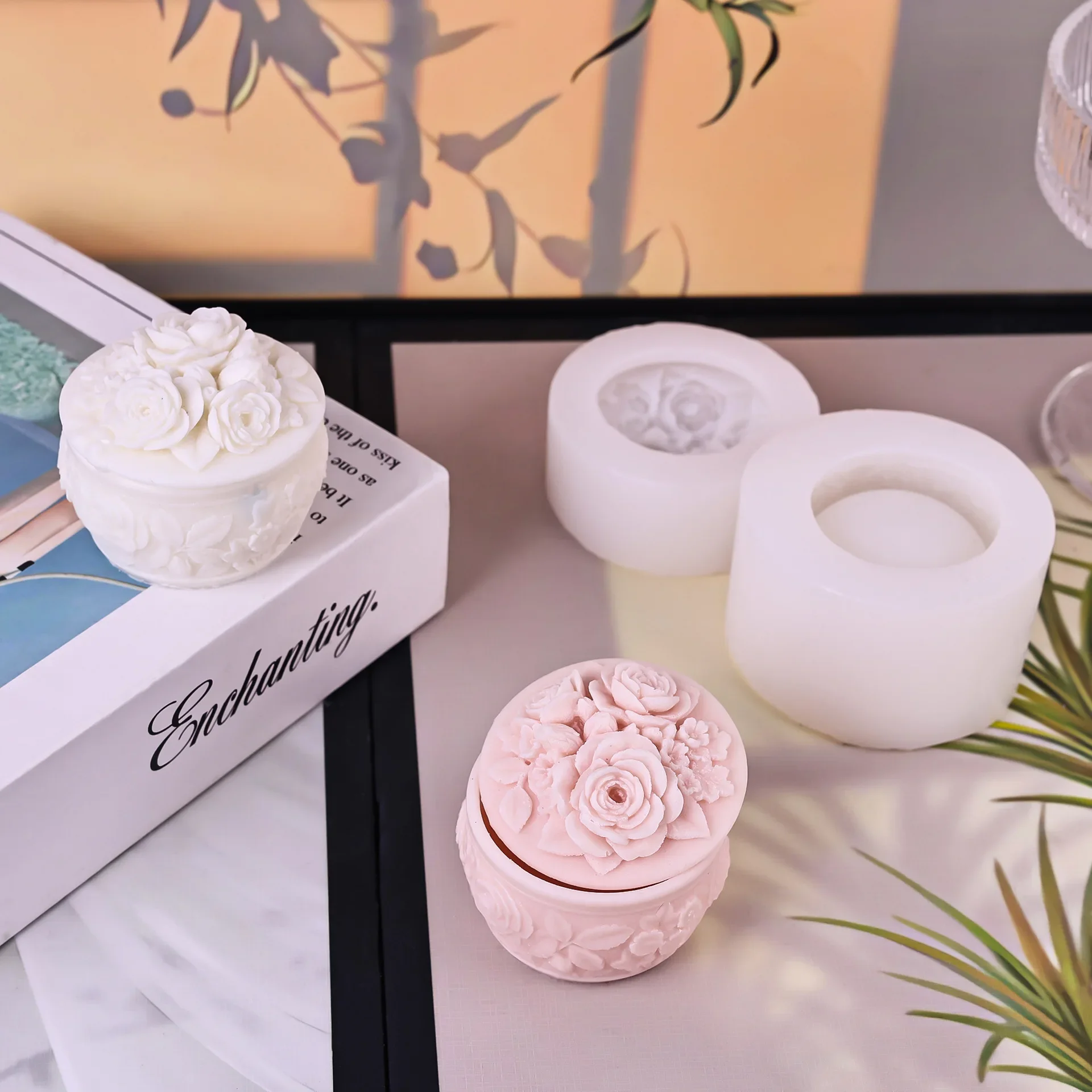 

Силиконовая форма для DIY-коробки для хранения в виде розы, формы для украшений из кристаллической смолы, коробка для косметики с узором пионов, форма для декоративных изделий