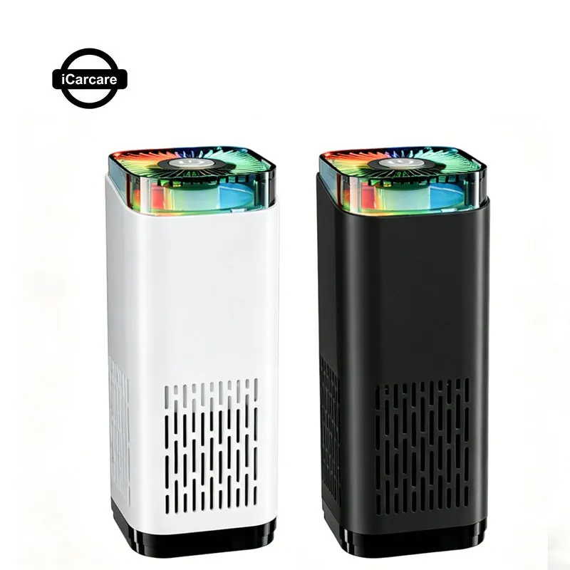 Purificador de Aire para Auto con Alimentación USB, Filtro HEPA de Iones Negativos, Eliminación de Humo y Olores, Luz Ámbar, Limpiador de Aire para Interiores de Auto y Hogar, Tipo C