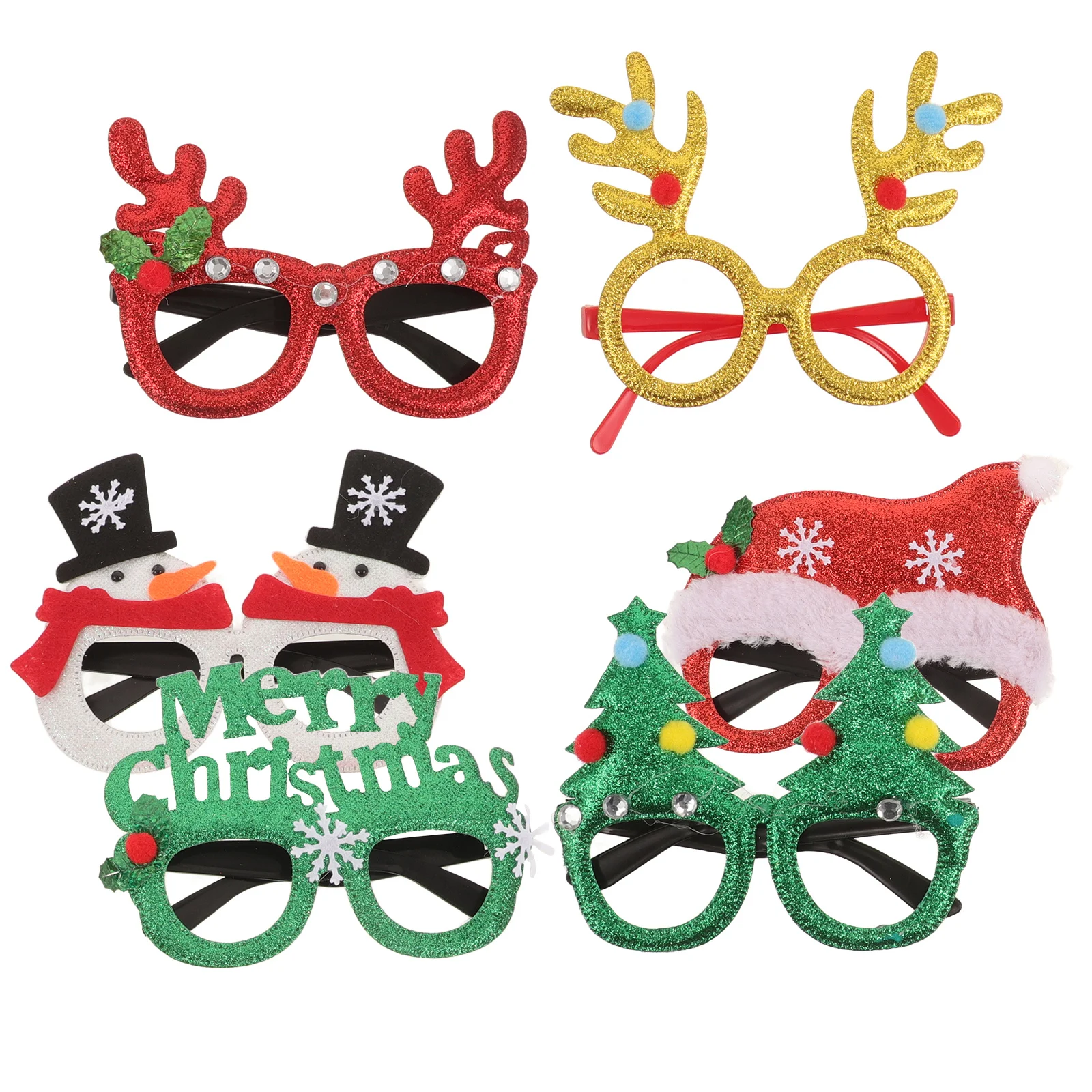 

6Pcs Funny Xmas Glasses Party Decor Novelty Christmas Glasses Frames Photo Props Accessories Party Supplies Xmas Decor Props