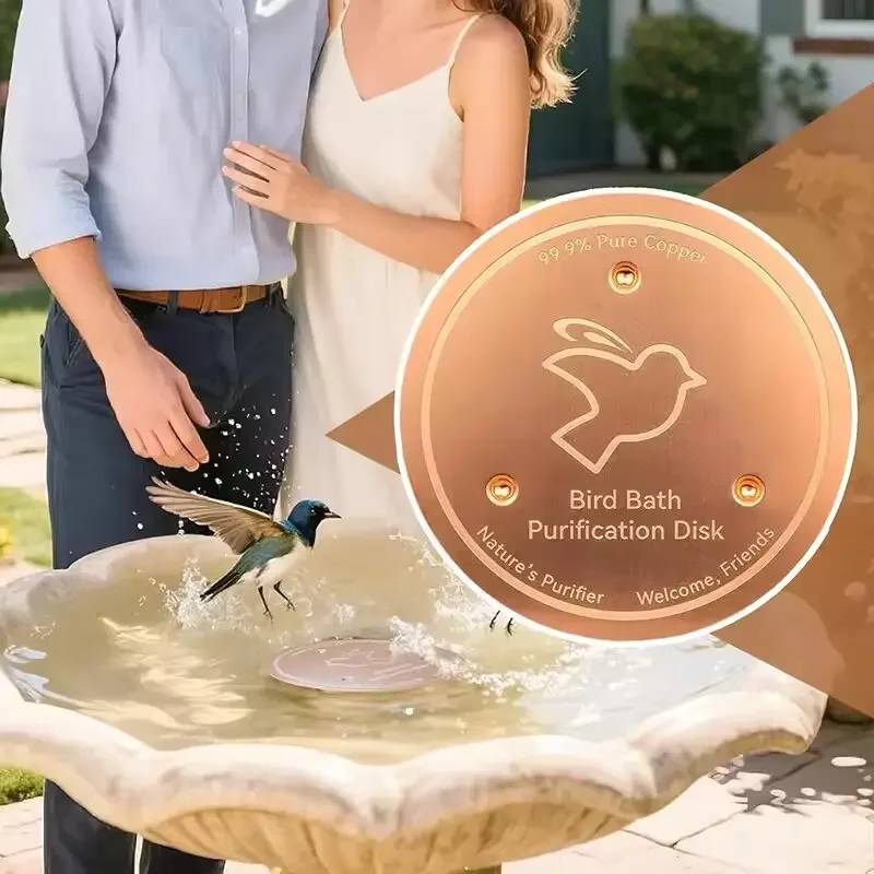Copper Bird Bath Purifier With Triple-Point Support Bath Disk Ornament Feeder Accessory For Outdoor Garden Bird Bath Bowls