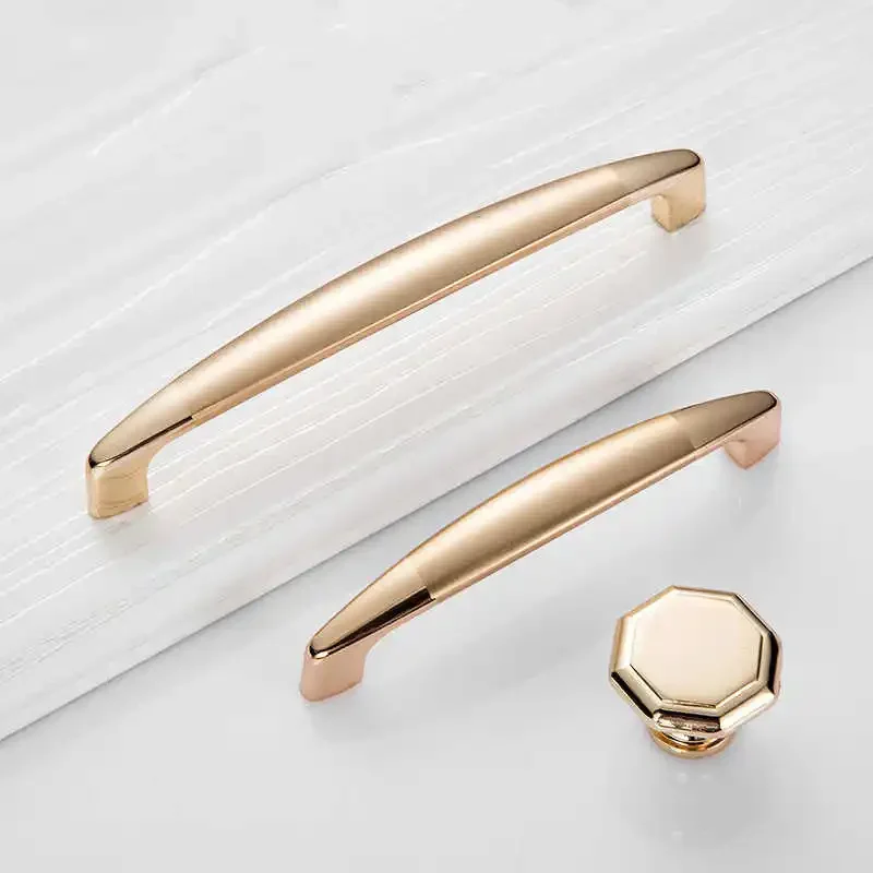 24hour shipping champagne Gold Door Handles Zinc Alloy Cabinet  Drawer Knobs European Wardrobe Pulls Kitchen  Furniture Hardware