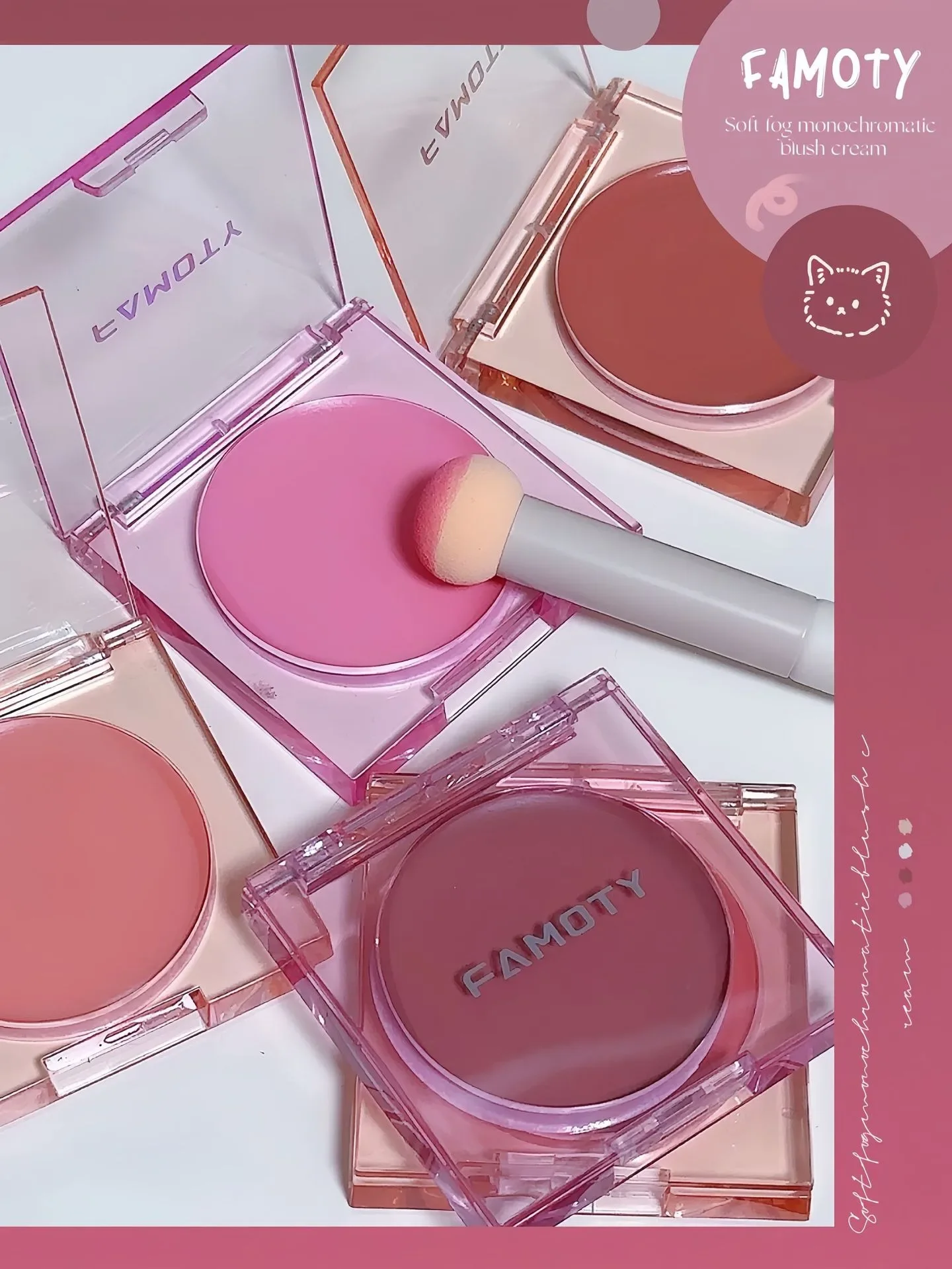 Embossed Petals Blush Peach Pink Orange Tint Makeup Blush Palette Cheek Contour Rouge Cosmetics Long-lasting Face Brightens