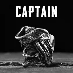 Pirate Captain Jack Skull Men Rings Stainless Steel Women Jewelry Punk Gothic Rock Vintage Fashion Accessories Gift Wholesale