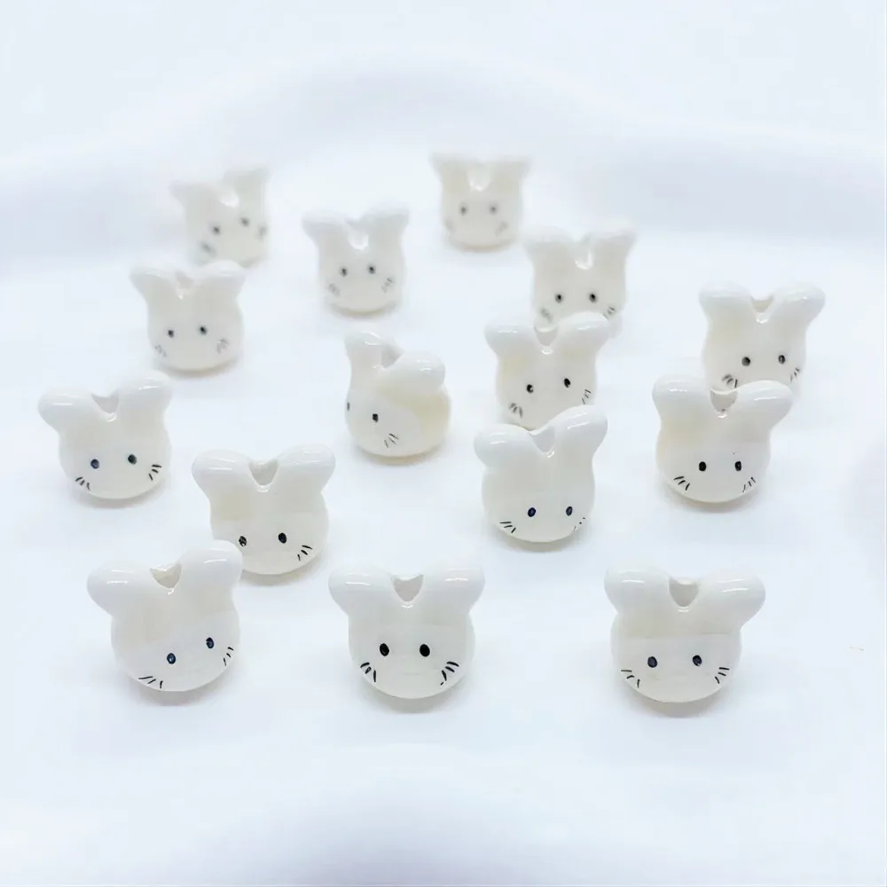 10Pcs Ceramic Colorful Chinchillas Ceramic Beads Animal Rabbit Cute Rabbit Ceramic Beads Colorful Beads