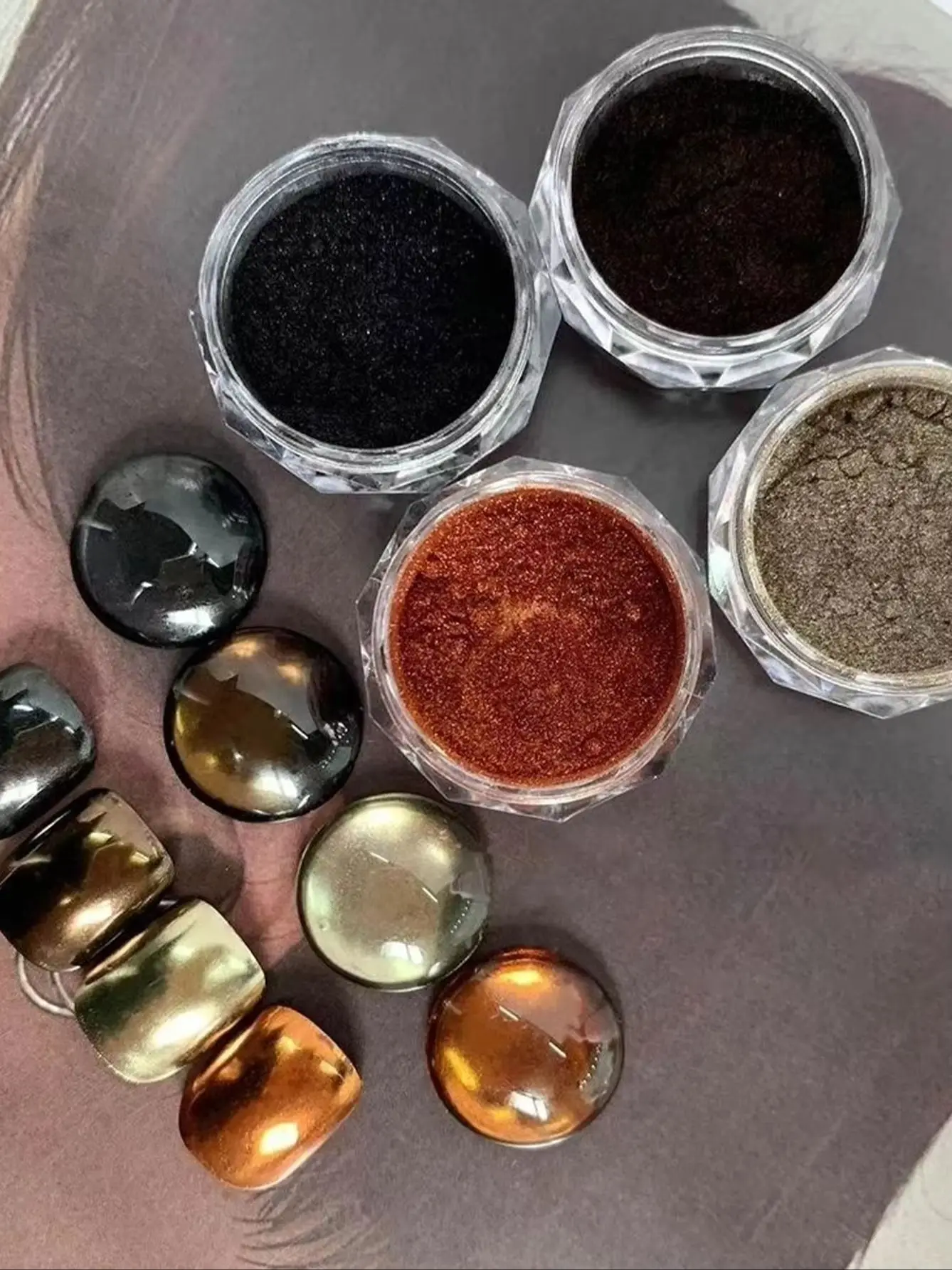 4 stücke Metallic Magie Spiegel Chrom Nail art Pulver Herbst Winter Braun Gelb Reiben Glitter Pigment Maniküre Metall Zubehör