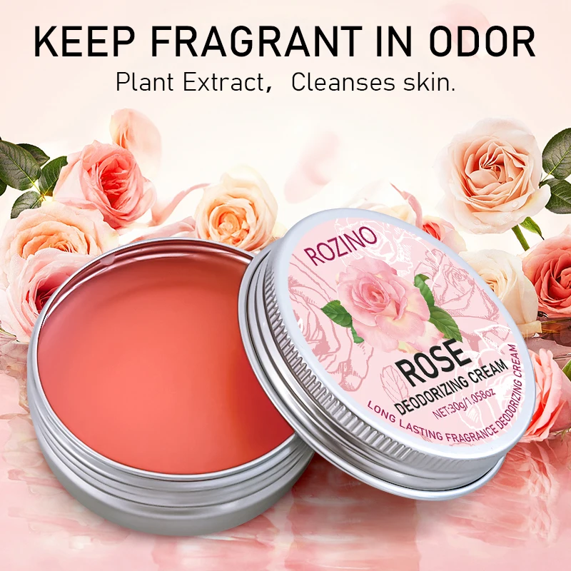 30g Rose Deodorant Balm, Can Remove Odor for up to 72 Hours, Eliminates Odors, Sweat Smell, Foot Odor, and Odor from Private Areas and Underarms, Is Delicate and Gentle, Fresh and Pleasant, Prevents Embarrassment during Sports, Sweating, Travel, Exercise, or Dating, and Is a Great Gift for Friends