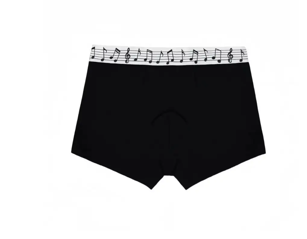 2026 New Mid-Waist Creative Music Note Flat Cotton Breathable Men's Underwear NK97