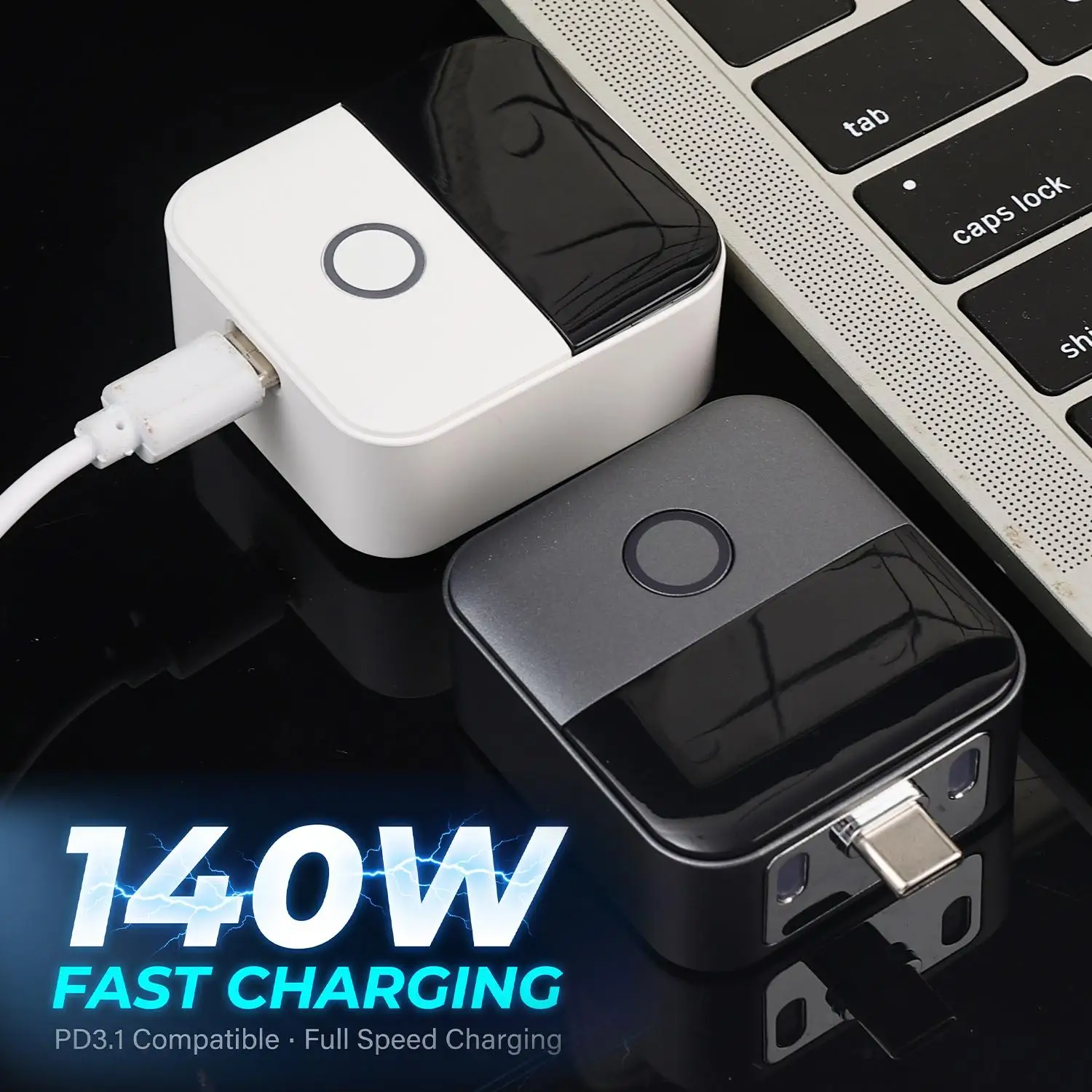 Digital Display Type C Auto Disconnect Adapter For Bedside Desk Travel Phone Tablet 140W USB-C Fast Charging Power Separator