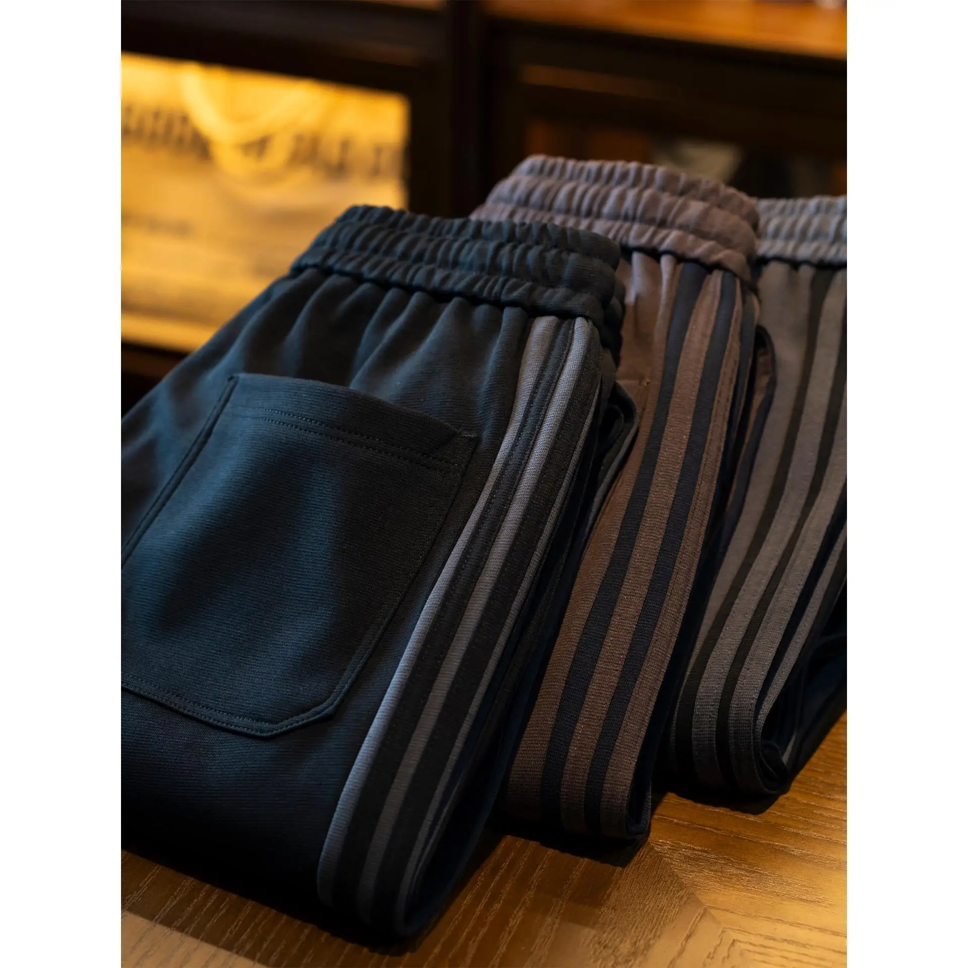 

New 2025 Men's Knitted Casual Pants Loose Straight Thi Winter Trousers Faionable High Waist Cotton Polyester Blend