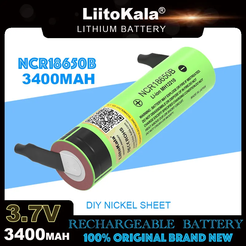 Liitokala 100% New Original NCR18650B 3.7v 3400mah 18650 Lithium Rechargeable Battery DIY Nickel Sheet batteries