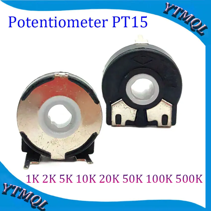 5pcs PT15 Adjustable Resistor 1K 2K 5K 10K 20K 50K 100K 500K Elliptical Hole Horizontal Potentiometer