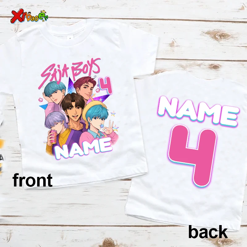 Kpop Saja بنين عيد ميلاد فتاة قميص 7th عيد ميلاد الزي تي شيرت الاطفال مطابقة وتتسابق عيد ميلاد الفتيان تي شيرت الفتيات قمصان 6th 5th