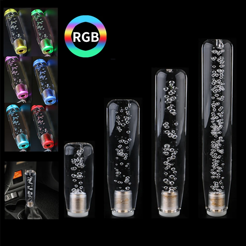 

Universal Crystal RGB Shift Knob Stick Manual Transmission Bubble LED Gear Shift Knob Lever Handle Car Accessories 10/15/20/25cm
