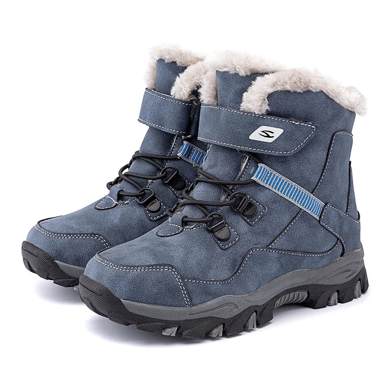 High Quality Boys Girl Winter Snow Boots Platform Warm Cotton Shoes Leather Autumn Waterproof Kids Footwear Child Sneaker