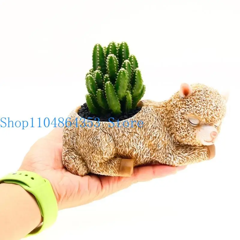 652f-植木鉢セメントシリコーン型アルパカ多肉植物プランター金型樹脂金型の装飾