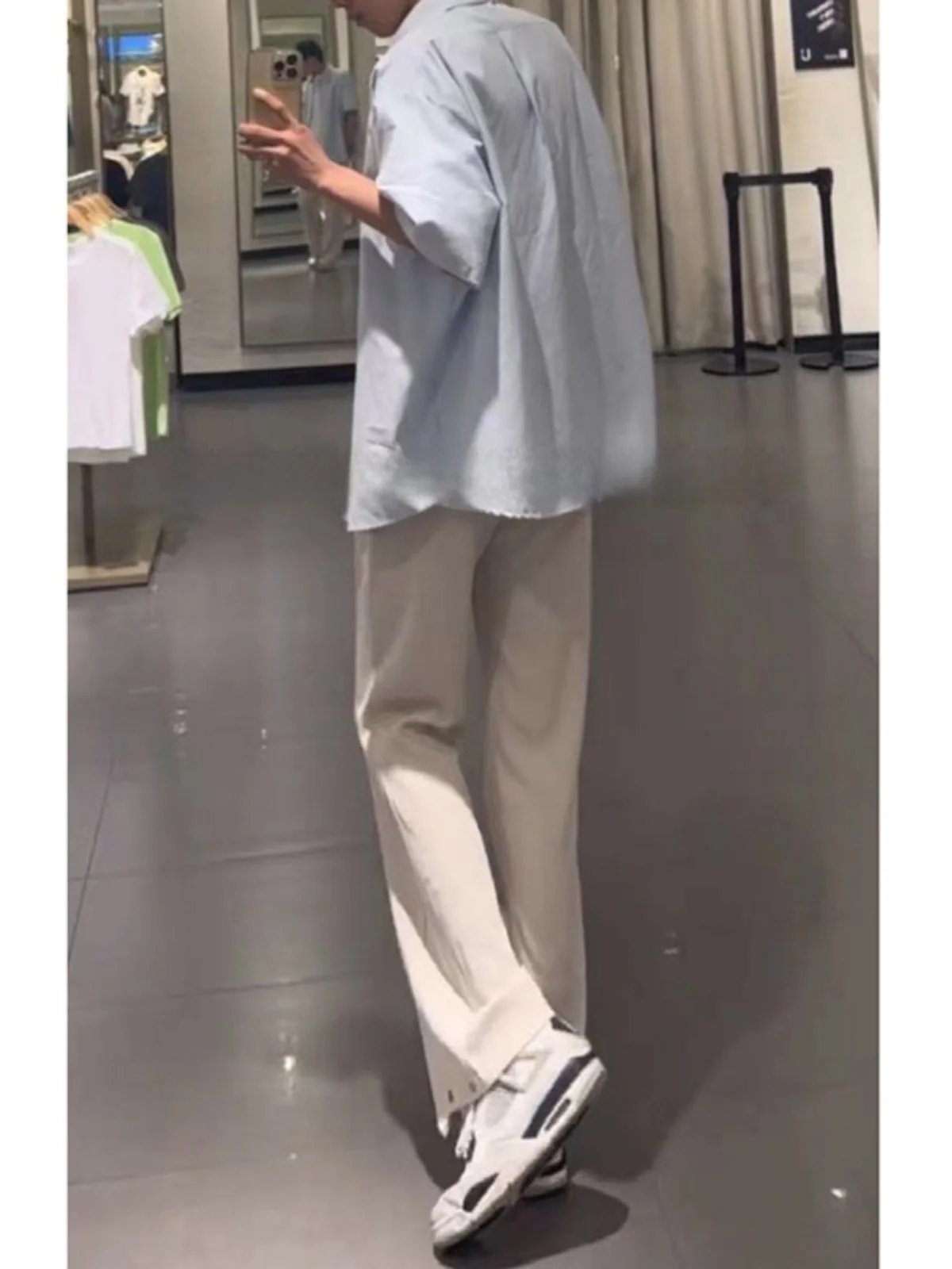 

Ice Silk Men's Summer Thin American High Street Hiphop Trendy Narrow Straight Leggings with Rivets Flared Casual Pants