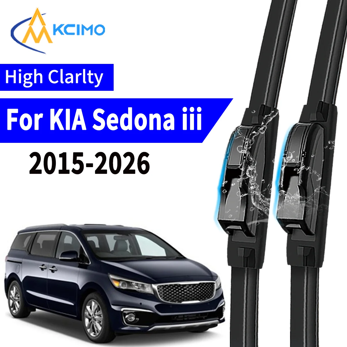 

Premium 2Pcs Windshield Wiper Blades for KIA Sedona iii mpv 2015-2026 Easy Snap On Installation Streak Free Cleaning All Weather