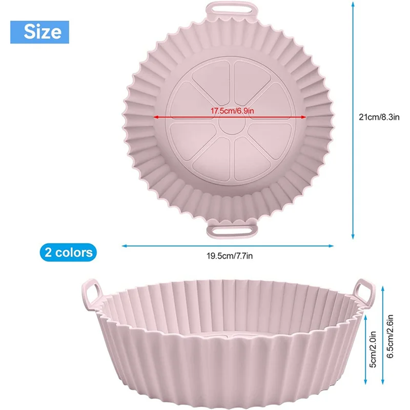 หม้อทอด Air fryer หม้อซิลิโคนอุปกรณ์เสริมหม้อทอด Air fryer ตะกร้าหม้อทอด Air fryer แบบไม่ติดใช้ซ้ำได้สำหรับเตาอบเค้กไมโครเวฟอบ