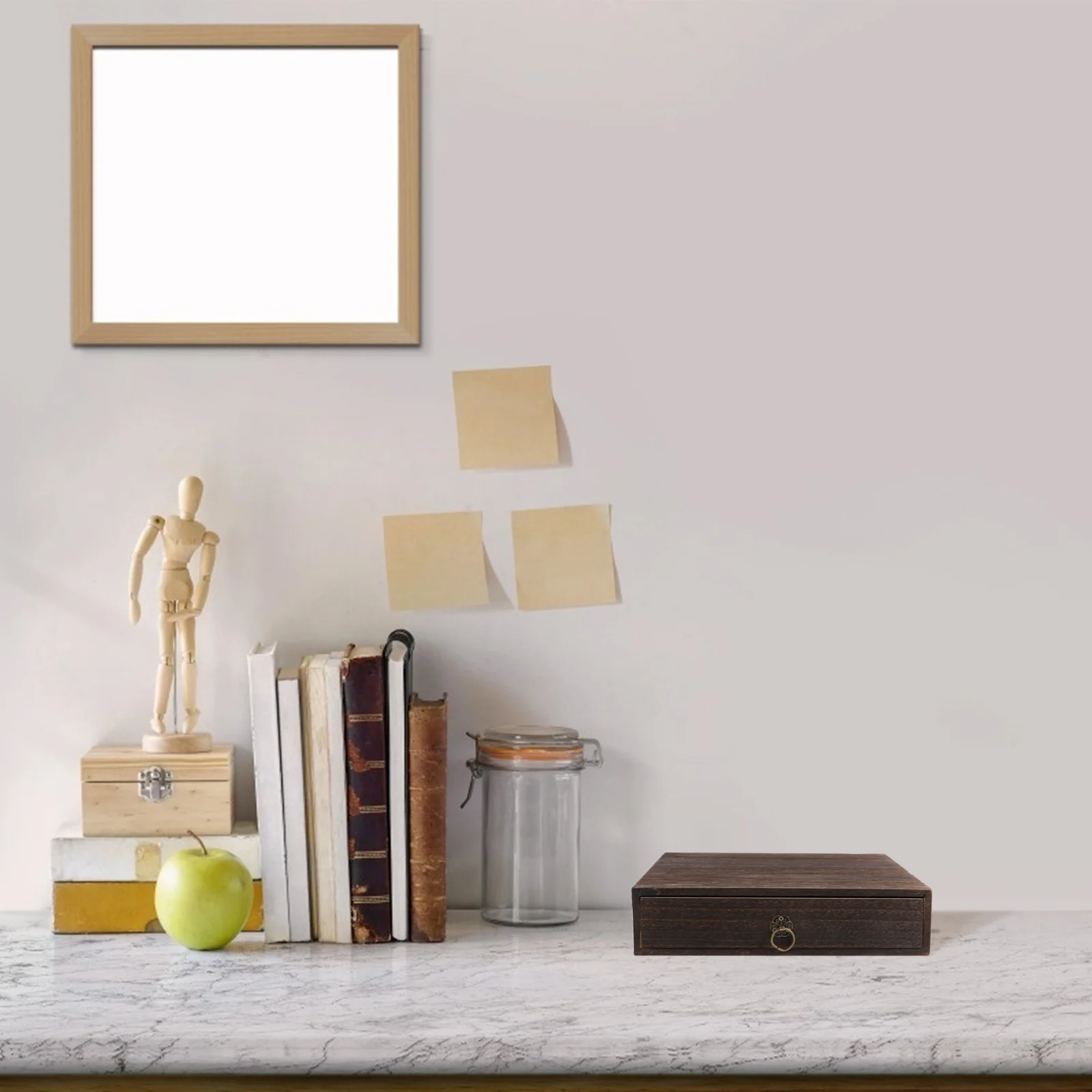 

1Pcs Solid Wood Storage Desk Box Retro Design Desktop Organizer 3 Layer Drawer Type Wooden Desktop Drawer Box for Table