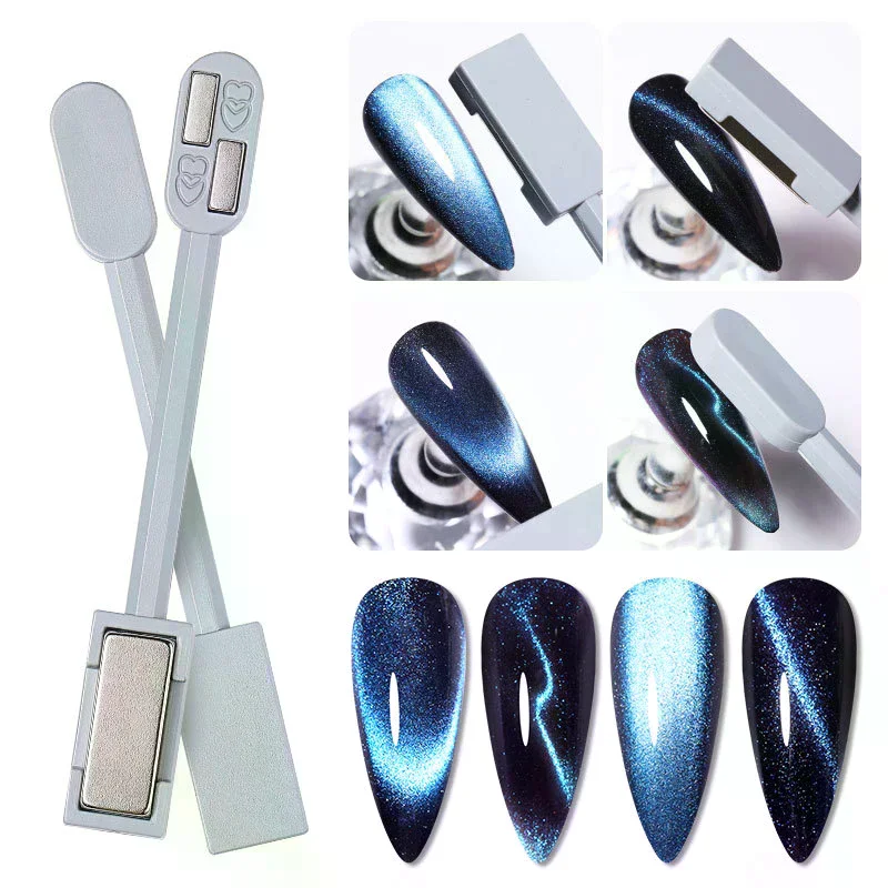 Magnetic Stick Cat Eye Magnet Cube Double Headed Nails Strong Nail Art For UV Gel Polish Nails Art Design Glitter Effect
