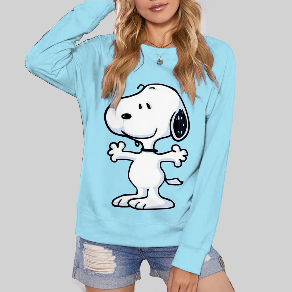 Snoopy Coffee Women\'s Hoodie Cartoon Print Harajuku Long Sleeve Cute Hoodie Casual Loose Sweatshirt Fashion Tops Clothing