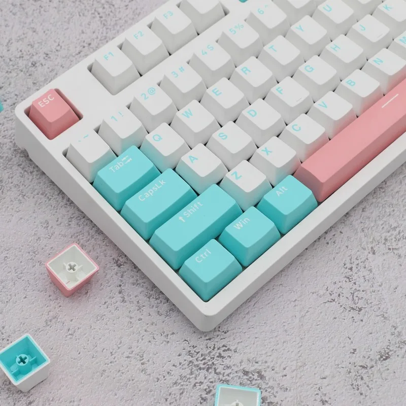 Rosa azul keycap conjunto bonito pbt 166 teclas oem perfil arte de jogos personalizado keycaps para presentes de teclado mecânico