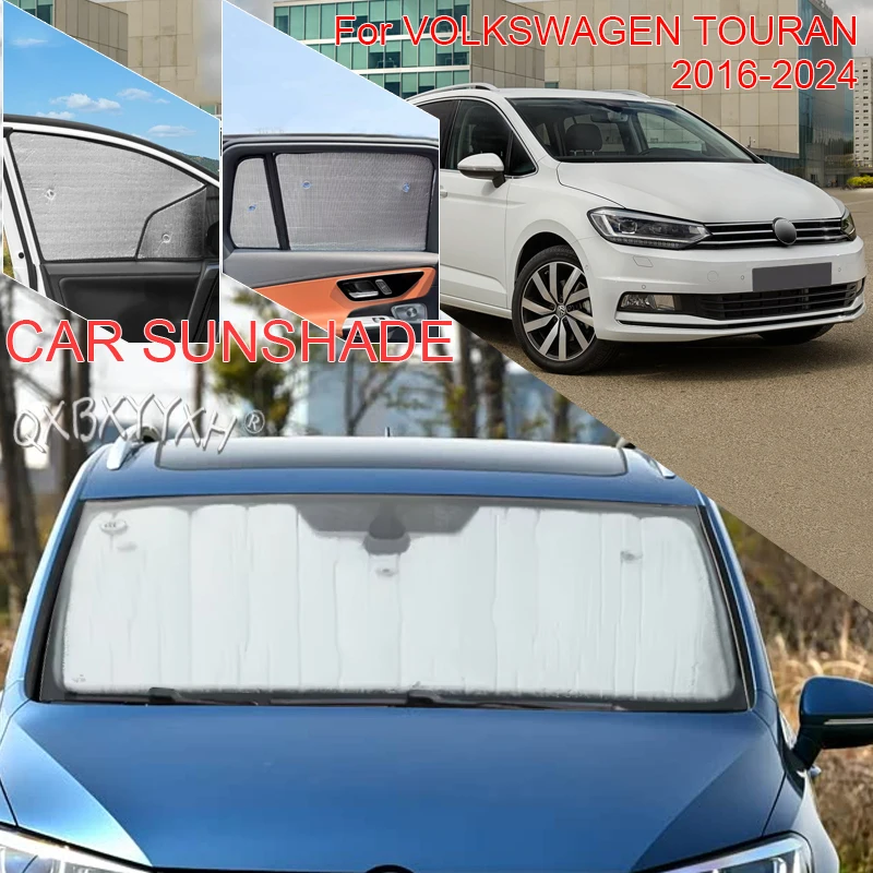 Car Sun Shade Aluminum Foil Foldable Cover For Volkswagen TOURAN 2016-2024 Auto Heat Insulation Windshield Sunshades Accessory
