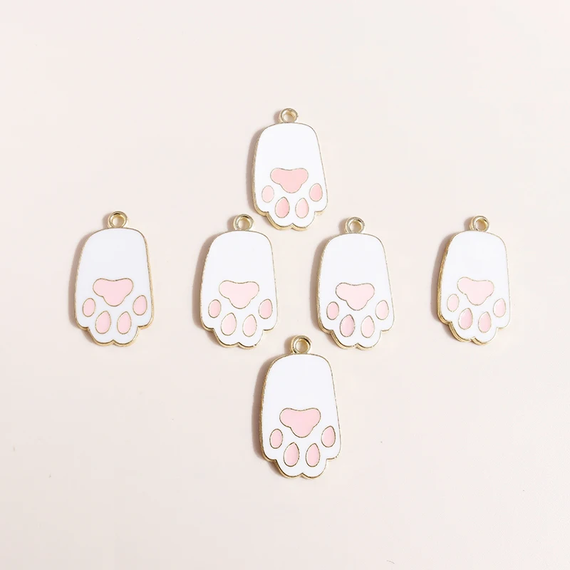 Leslie 10 Stück Kawaii Cartoon rosa Pfote Hundepfote Anhänger Charms für handgemachte DIY Ohrringe Armbänder Schmuckherstellung Zubehör – Detail 4