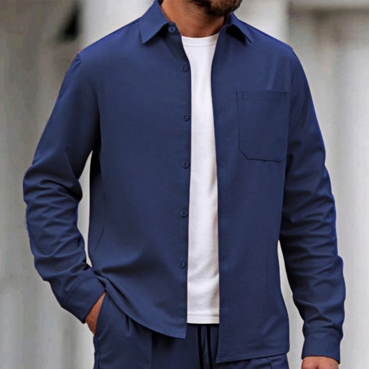 Lässiges, bequemes Langarm-Gehrock für Herren im neuen Stil für Frühling und Herbst, schlichtes, modisches Herren-Gehrock