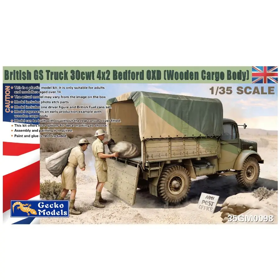

Gecko 35GM0098 1/35 Британский GS Truck 30cwt 4x2 Bedford OXD (Деревянный грузовой корпус) Комплект модели
