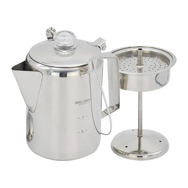 

Camping Coffee Pot Stainless Steel Coffee Maker 9 Cup Stovetop Percolators Group-Friendly Camping Percolator For Camping