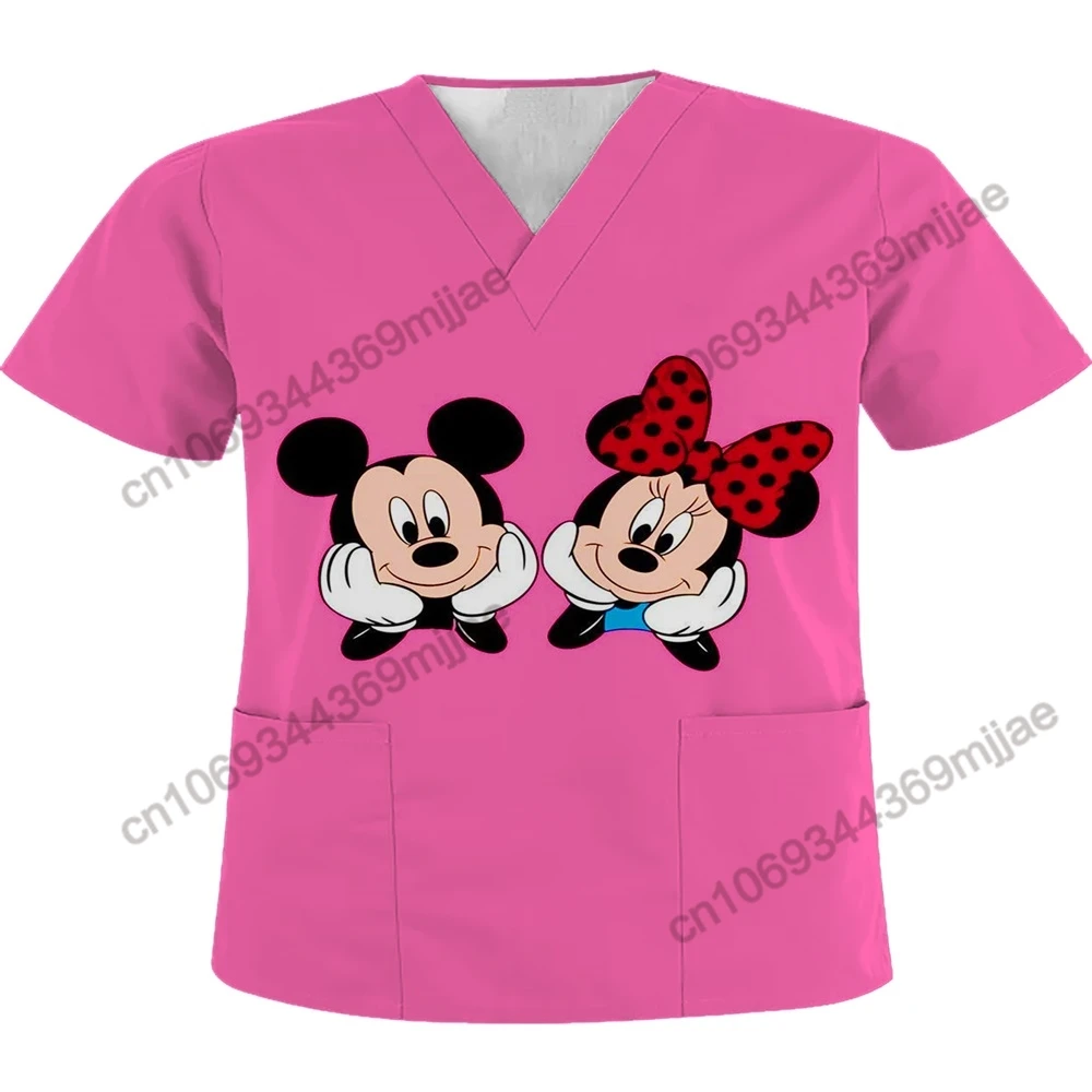 Disney Woman T-shirts for Women V-neck Women's T-shirts Woman Free Shipping Offer Pocket T-shirt 2023 Summer Sexy Tops Tees