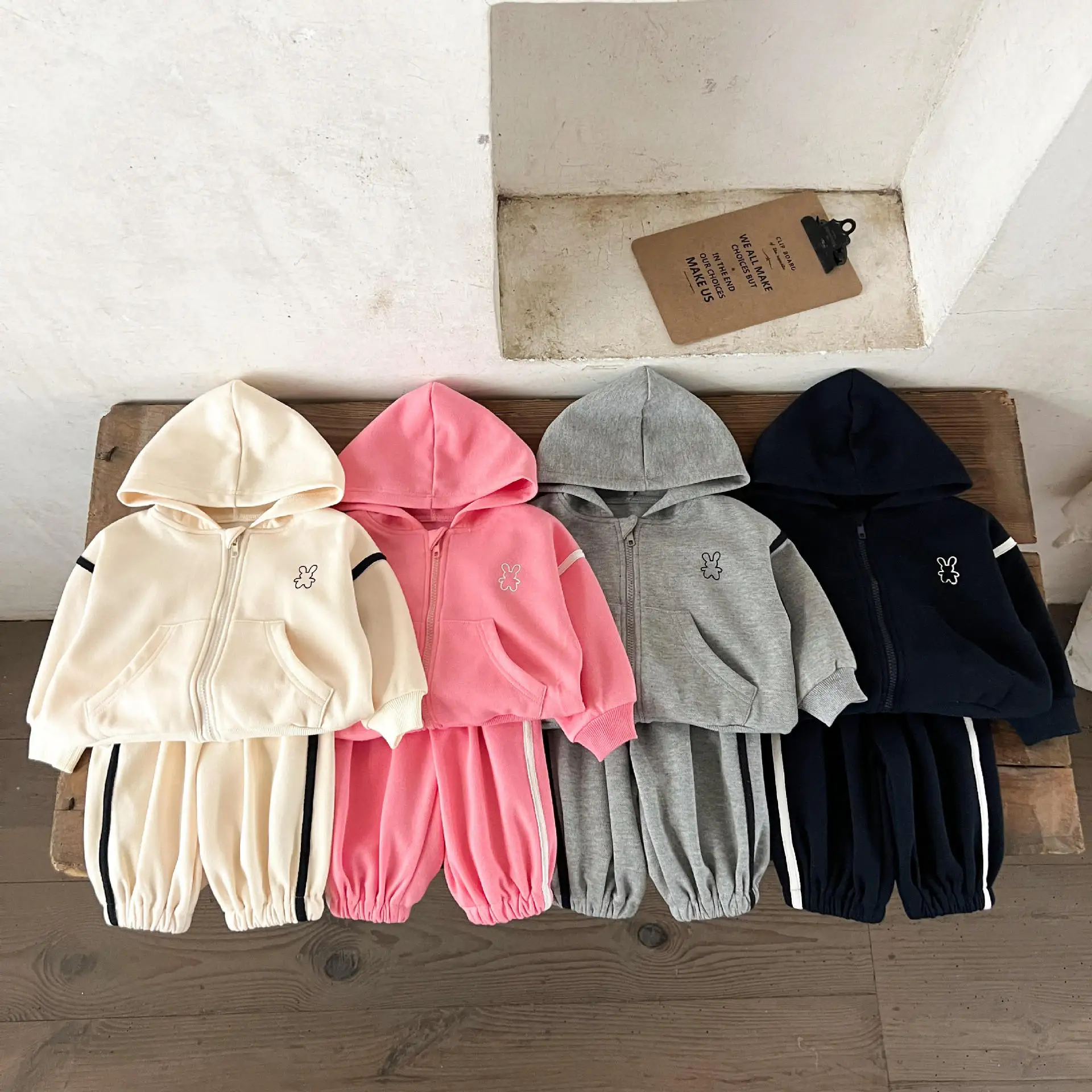 

Boys And Girls Baby Autumn Print Sweatshirt Hooded Set For Children Casual Suit