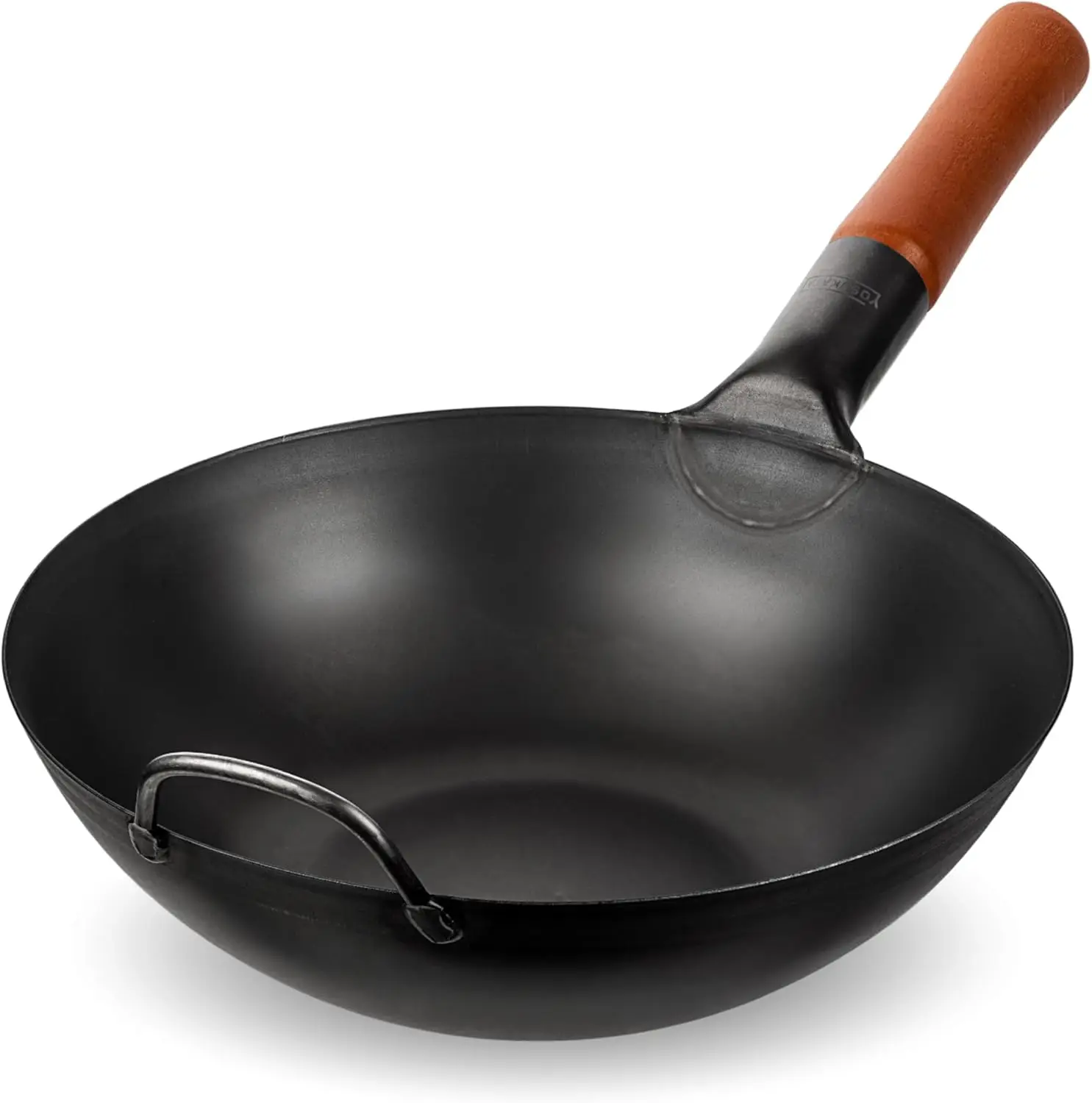 

Carbon Steel Wok Pan 11.8" Flat Bottom for Stir Fry, BBQ, Camping – Pre-Seasoned Asian Cookware for Induction, Gas, Electric