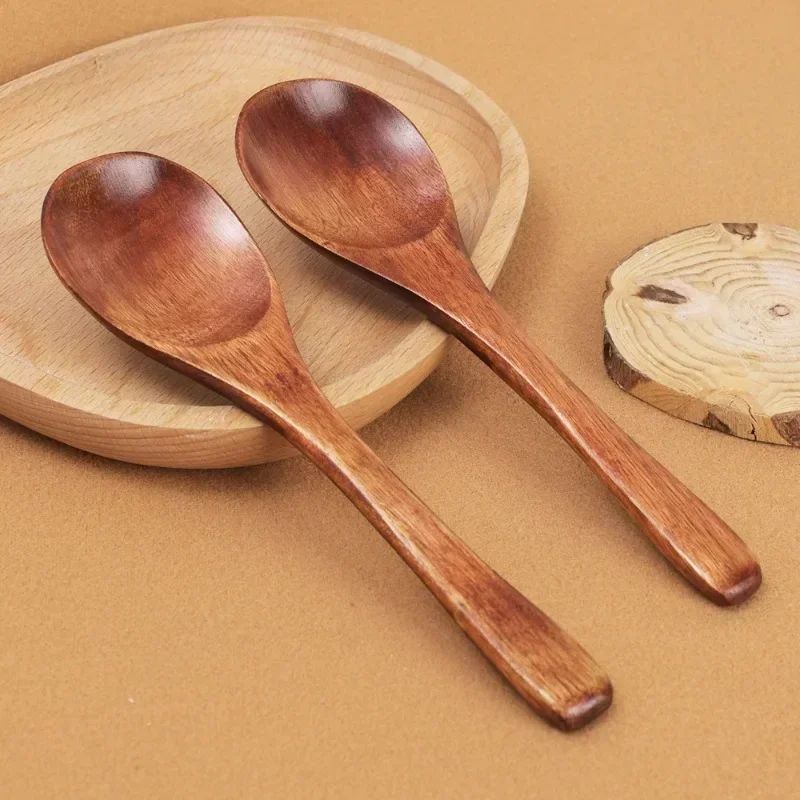 1/4Pcs Wooden Spoon Bamboo Kitchen Korean Style Natural Wood Soup Spoons Mirror Polishing Tableware Honey Coffee Dessert Scoop