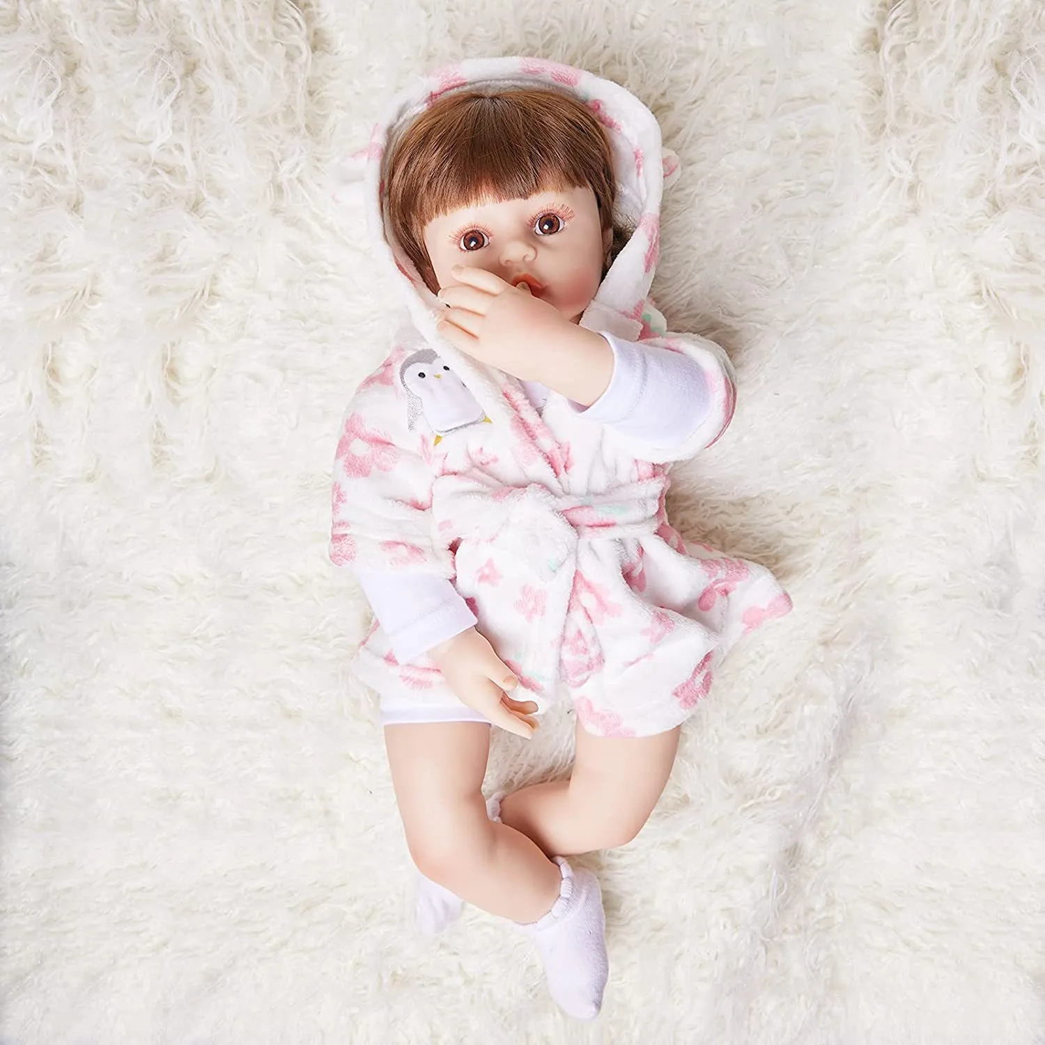 Muñeca Reborn de silicona suave de 22 pulgadas, pelo de Mohair implantado a mano, muñeca de piel pintada a mano, puede tumbarse ZH81012