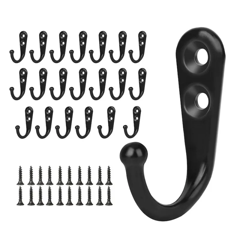 Wholesale Metal Hooks with Screws Wall Mounted Hanging Hook for Coat Towel Bags Caps Hanger Kitchen Bathroom Storage Rack Holder