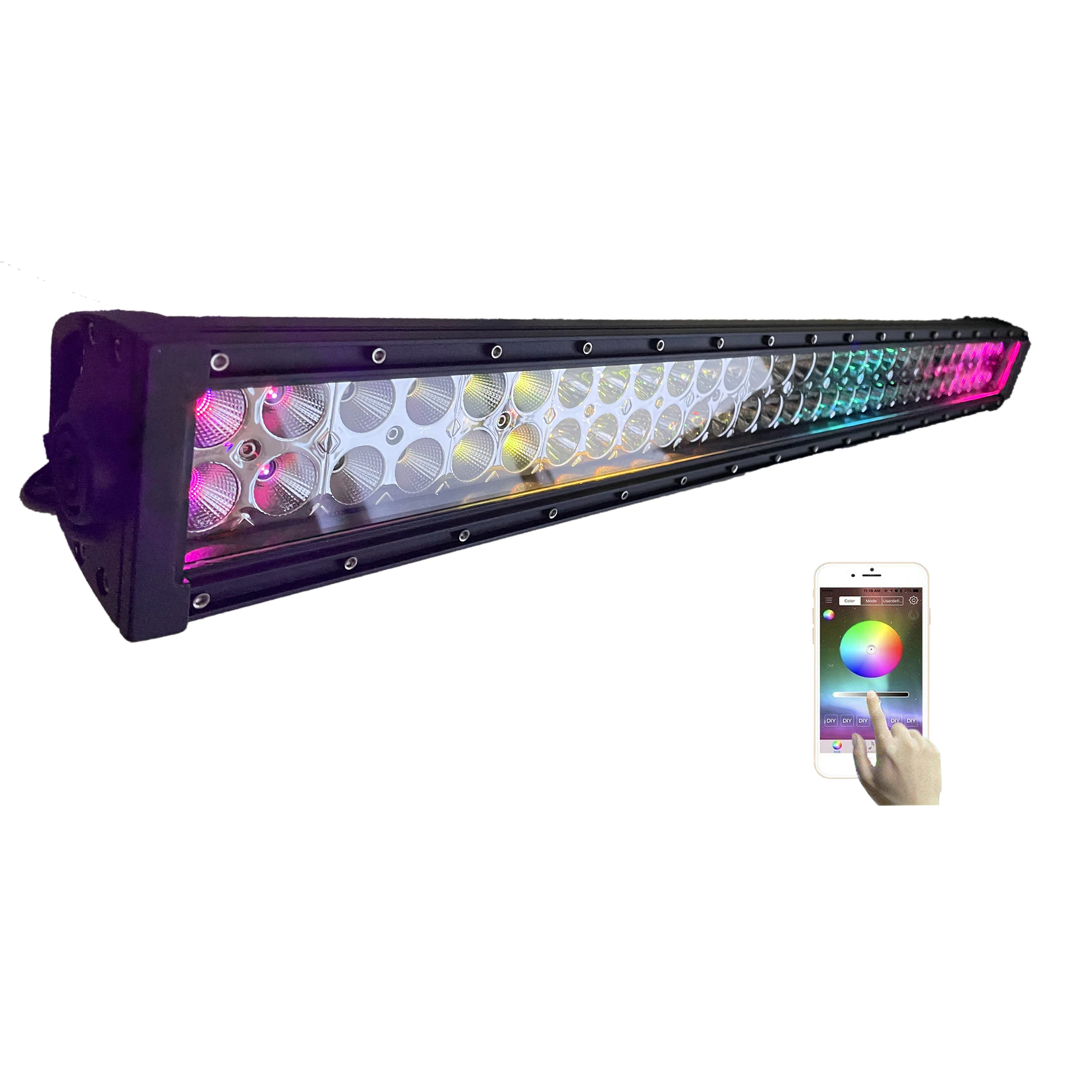 

Dual Rows 50" 288W RGBW LED Light Bar 28800 Lumen Off Road Driving Light Combo Work Light For Car Truck Controlled By Mobile APP